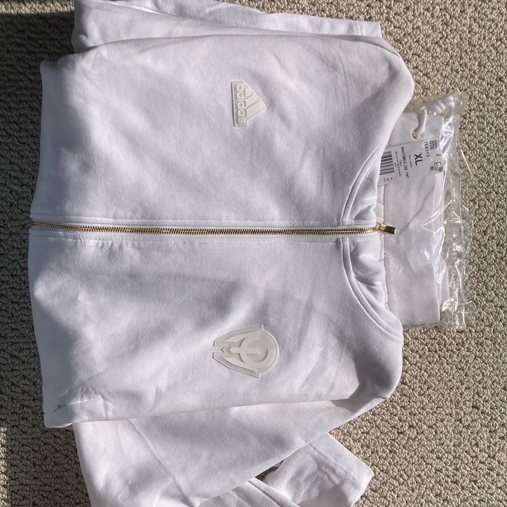 Patrick Mahomes Adidas White Hoodie with Gold Accents